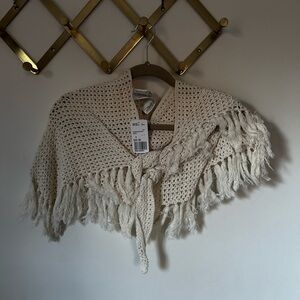 Forever 21 Cream Knit Fringe Shawl
